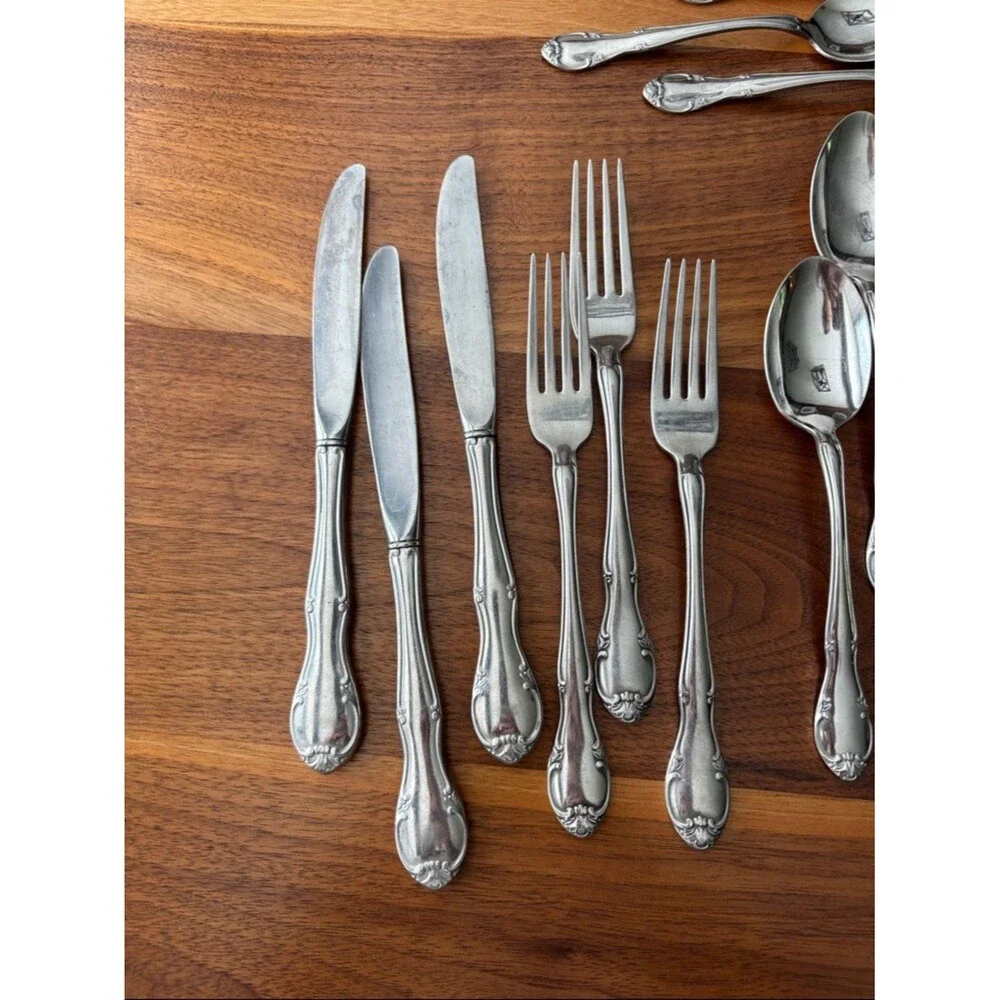 Gorham Musette Stainless Gorhamcraft Glossy Silverware Flatware Set 22 Piece